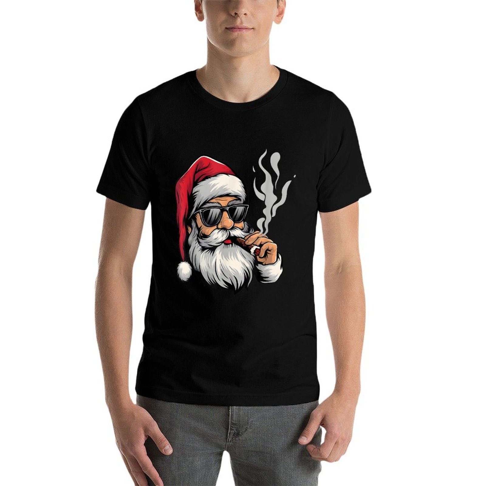 Cool Santa Smoking Cigar Funny Holiday Christmas Design  Odor-resistant T-Shirt