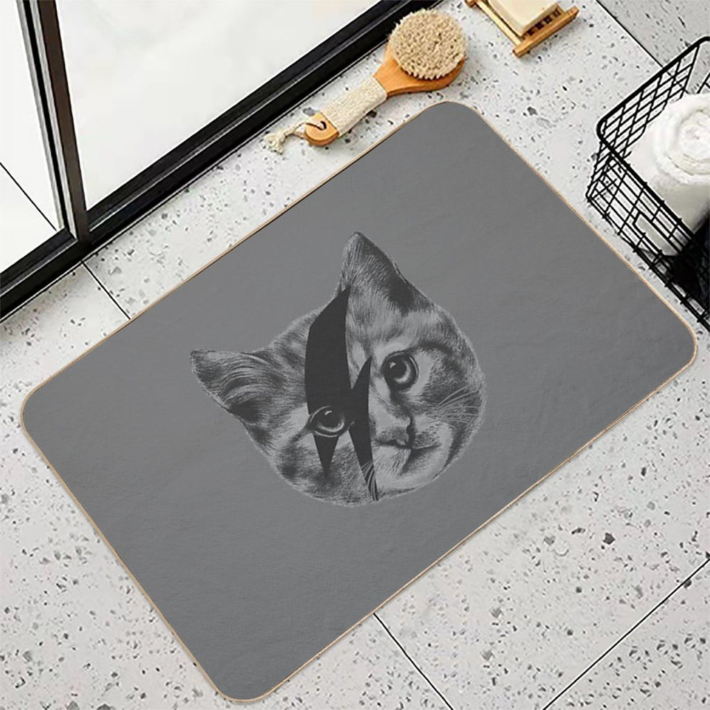 Ziggy Stardust Cat  Easy To Clean Bath Mat