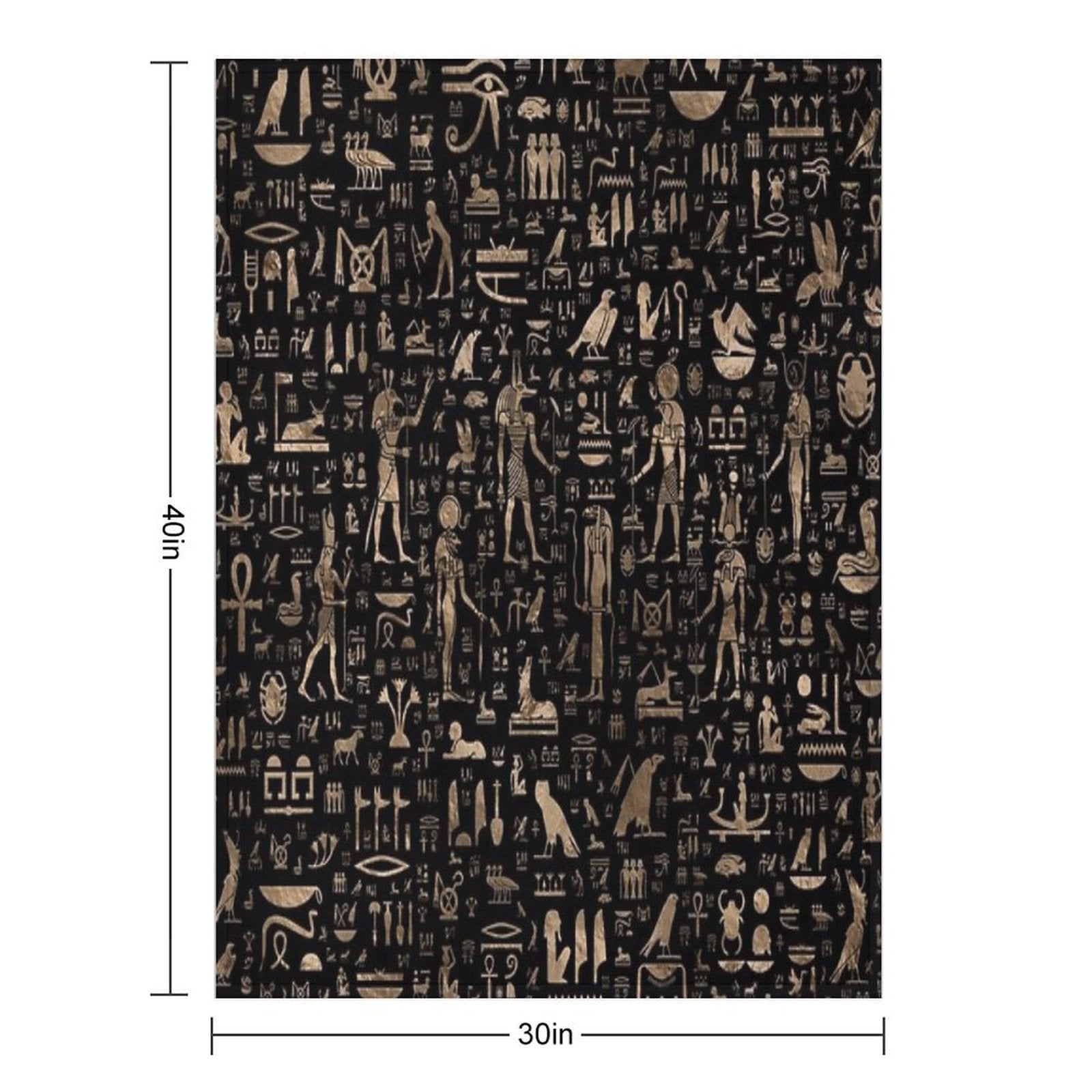 Ancient Egyptian Gods And Hieroglyphs - Black And Gold Multi-functional Throw Blanket