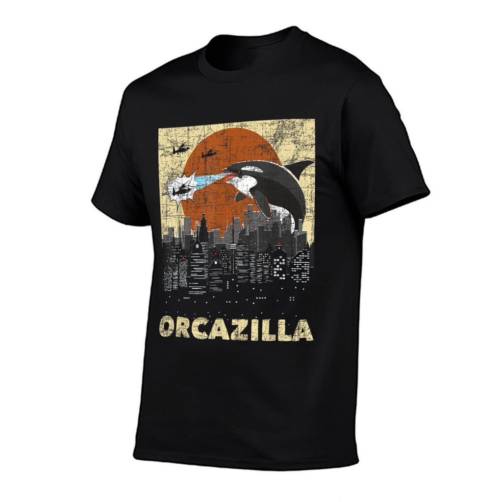 Orcazilla - Whale Lover Ocean Marine Biologist Whales  Ribbed Collar T-Shirt