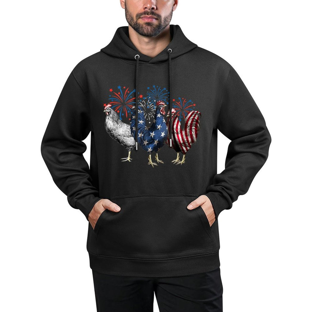 Patriotic Firework Red White Blue Chicken USA July 4th Adjustable Hood Hoodie