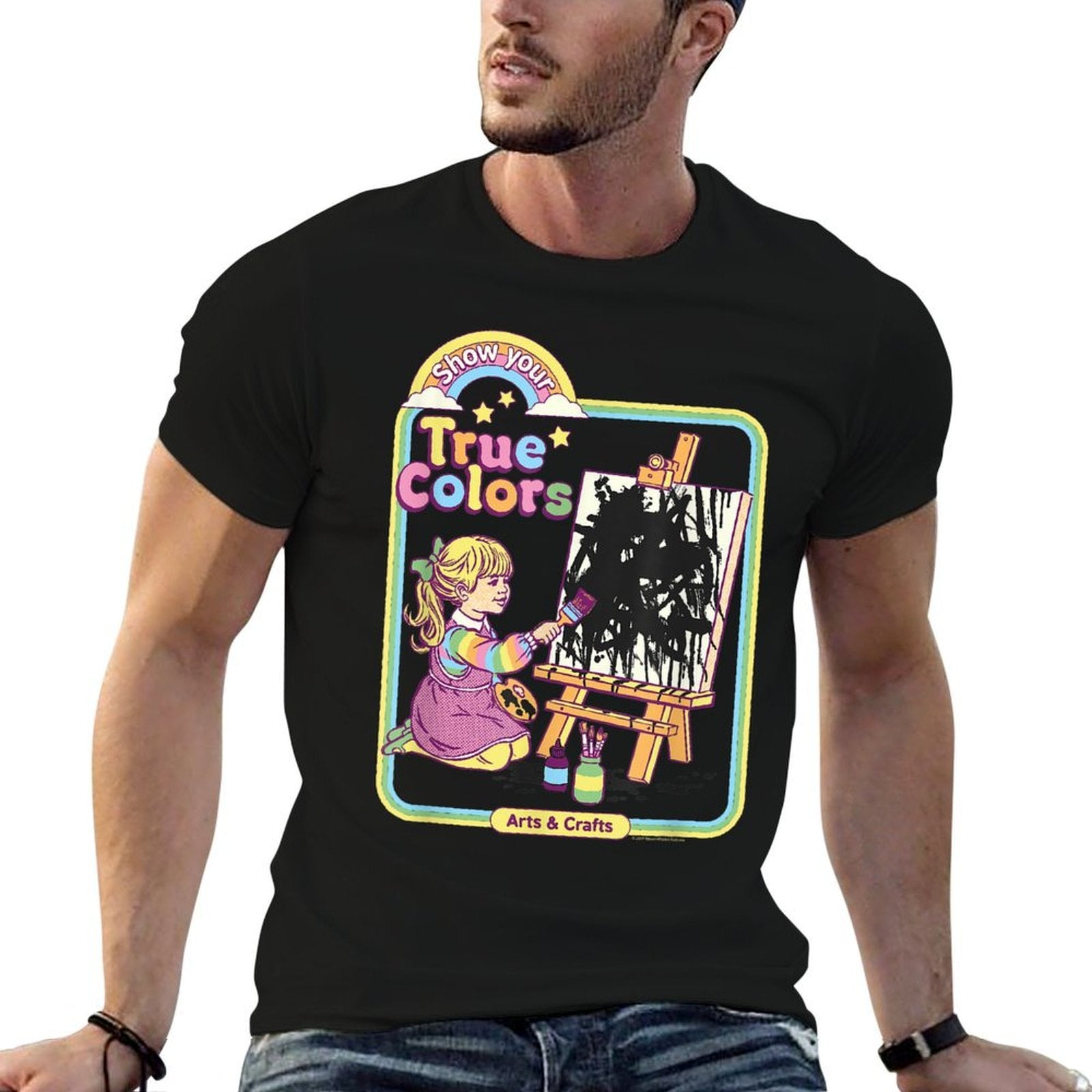 Steven Rhodes Show Your True Colors Arts  Crafts Dark Humor  Oversized Silhouette T-Shirt