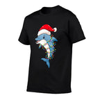 Christmas Lights Dolphin Wearing Xmas Hat - Dolphin Lover  Slim-fit Cut T-Shirt