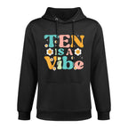 10th Birthday 10 Is A Vibe Retro Bday Groovy Girls Kids Pilling-Resistant Hoodie