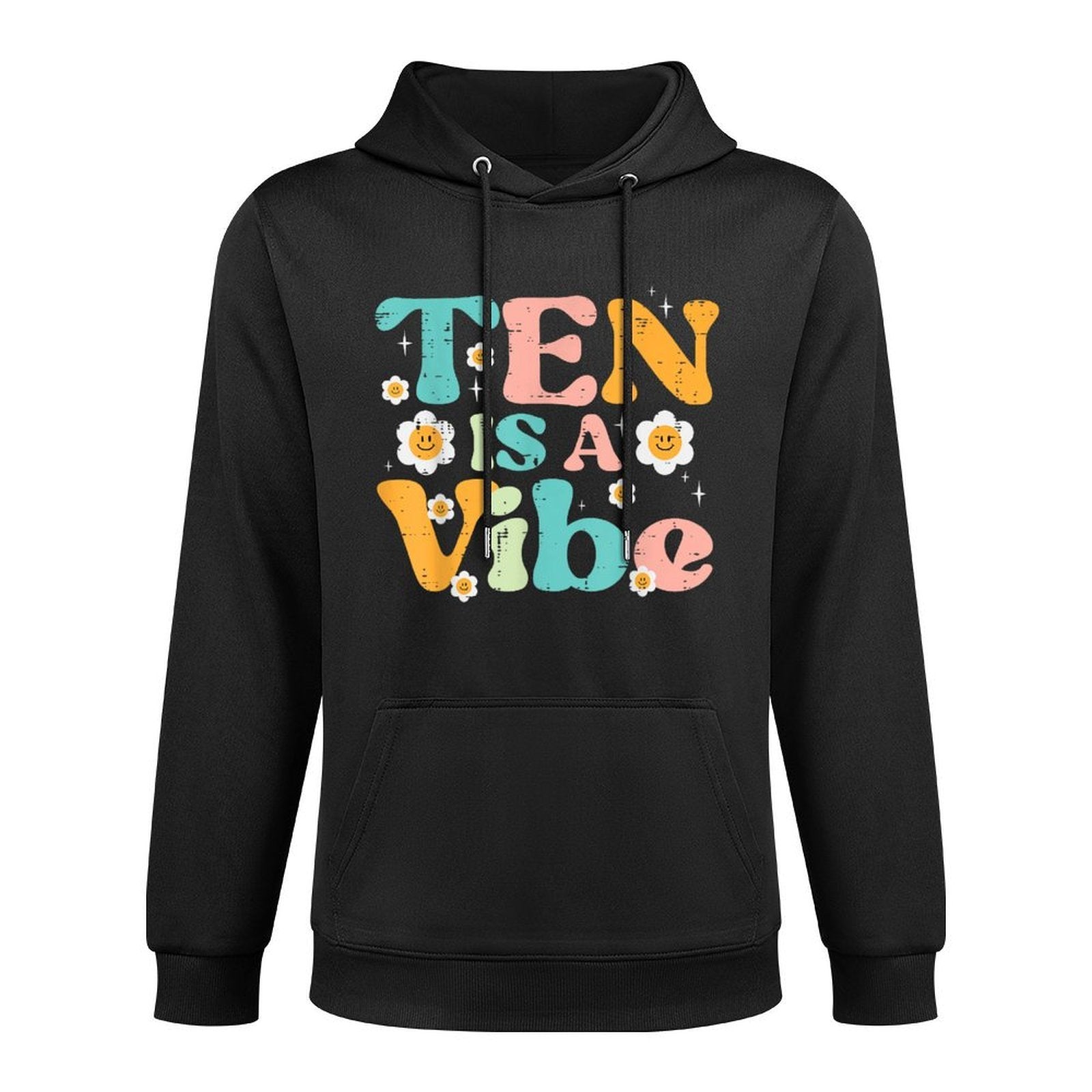 10th Birthday 10 Is A Vibe Retro Bday Groovy Girls Kids Pilling-Resistant Hoodie