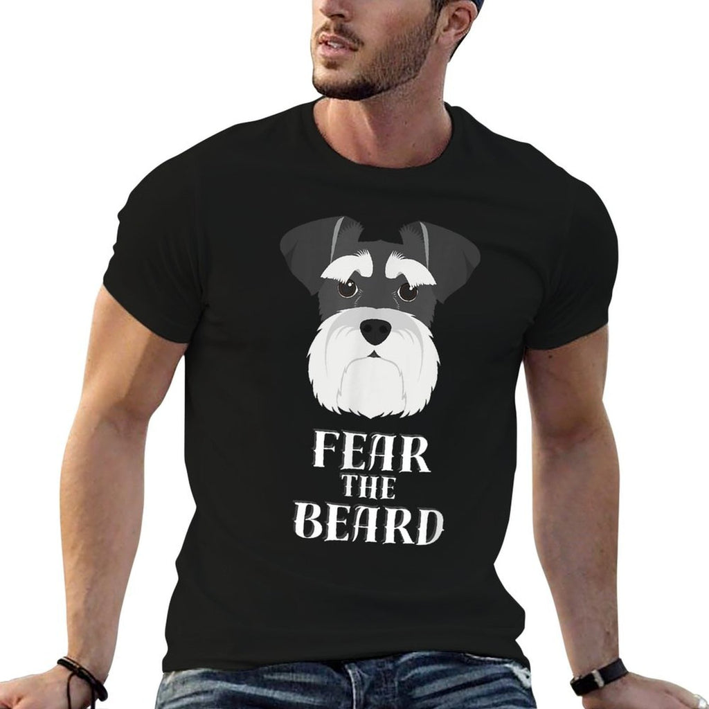 Funny Schnauzer Fear The Beard Gift  Rolled Sleeves T-Shirt