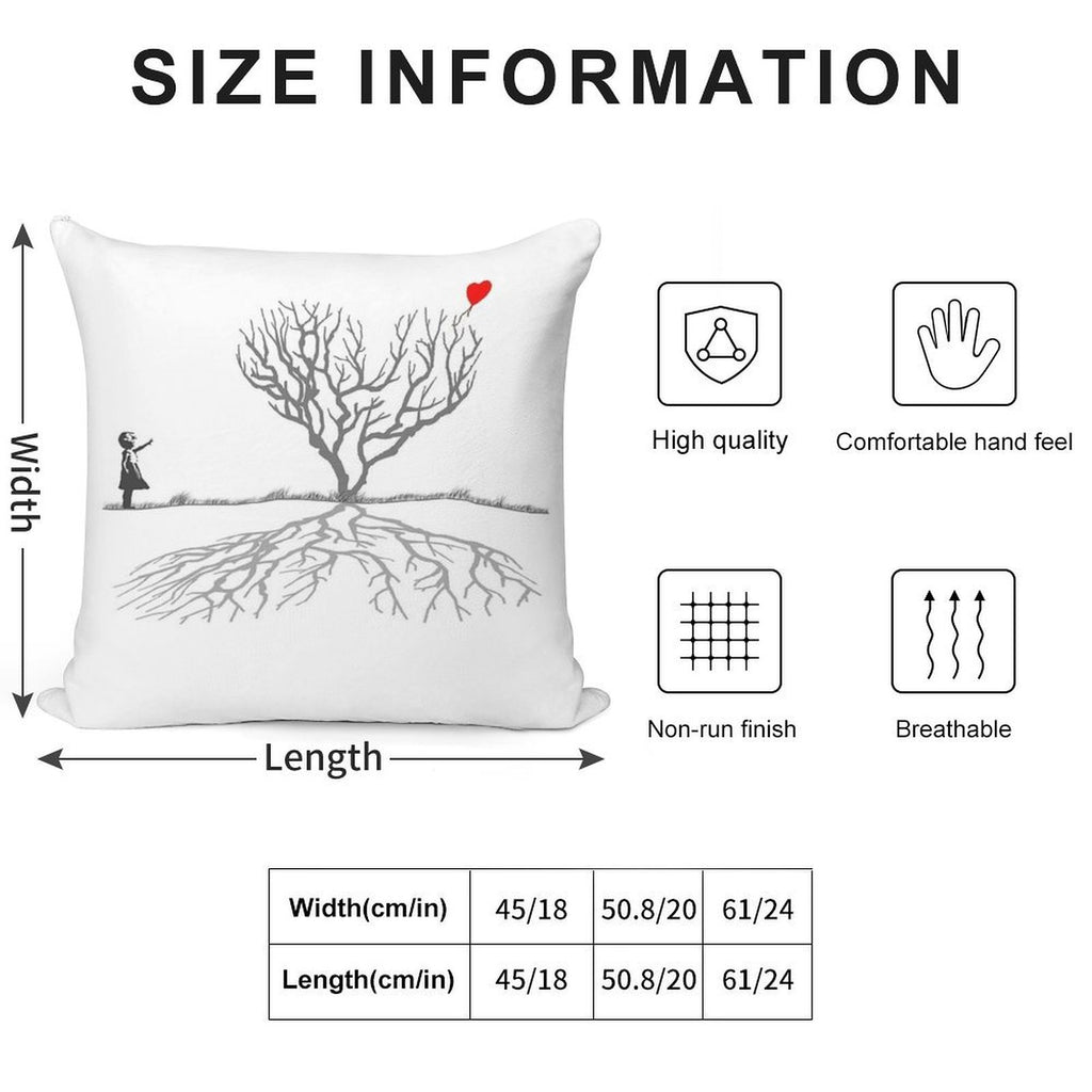 Banksy Heart Tree Soft Durable Construction Throw Pillow