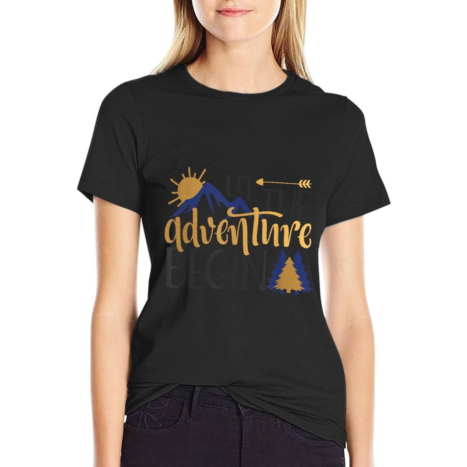 Let The Adventure Begin Gift  Ribbed Collar T-Shirt
