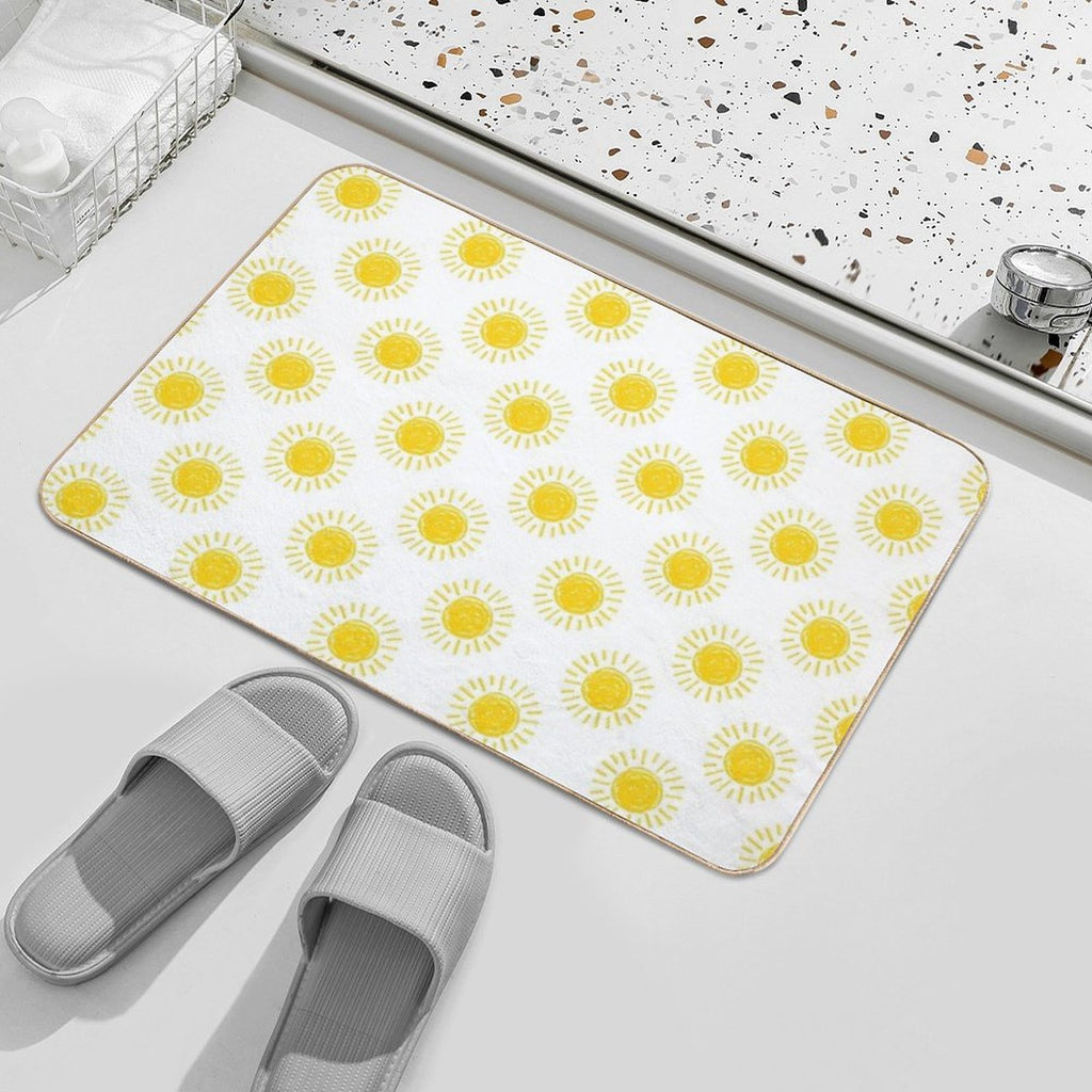 Hand Drawn Sun, Yellow Doodles Seamless Illustration Pattern  Versatile Bath Mat