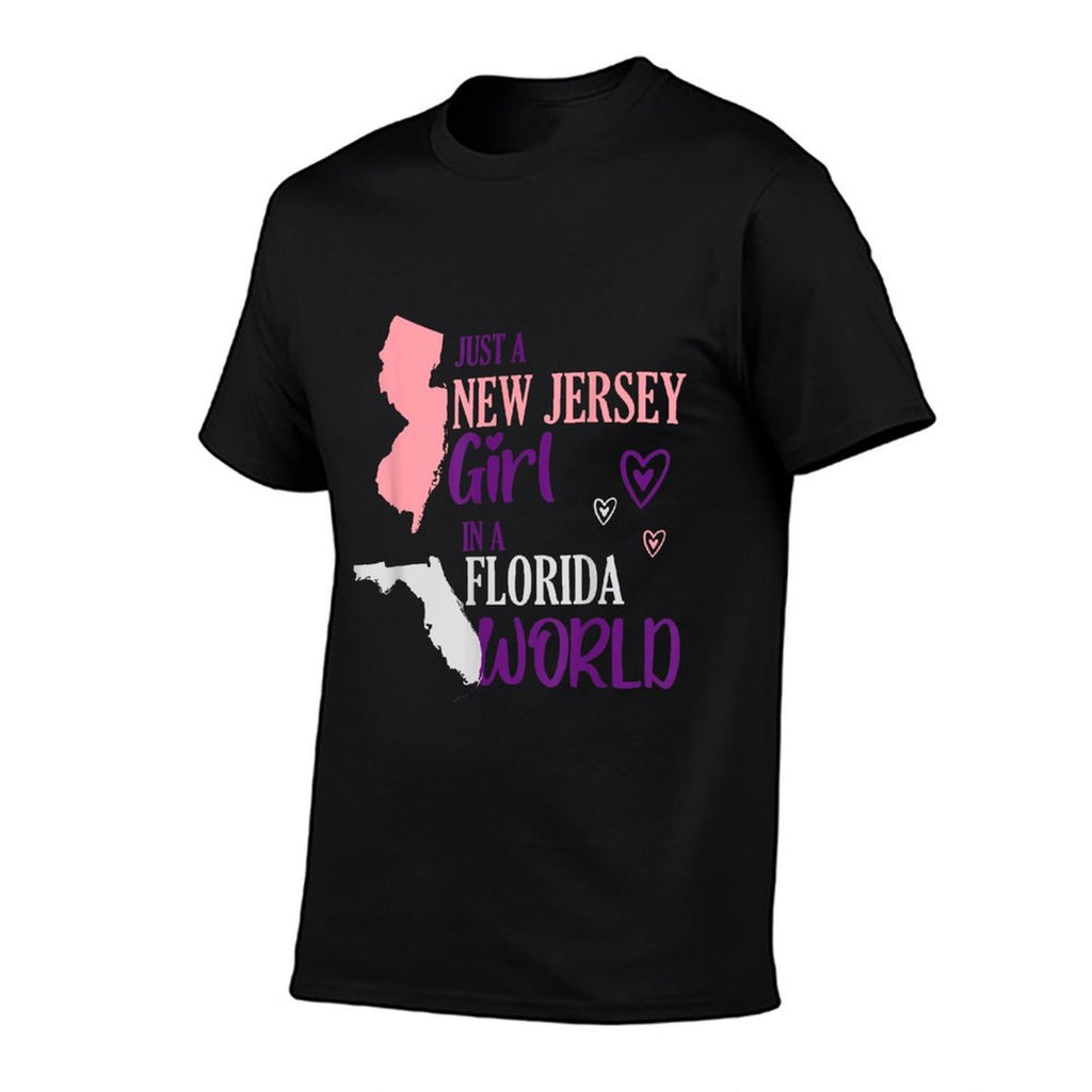 Proud Girl Design Just A New Jersey Girl in A Florida World  Rolled Sleeves T-Shirt