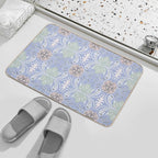 Abstract Floral Tiles Pattern Light Background  Easy To Clean Bath Mat