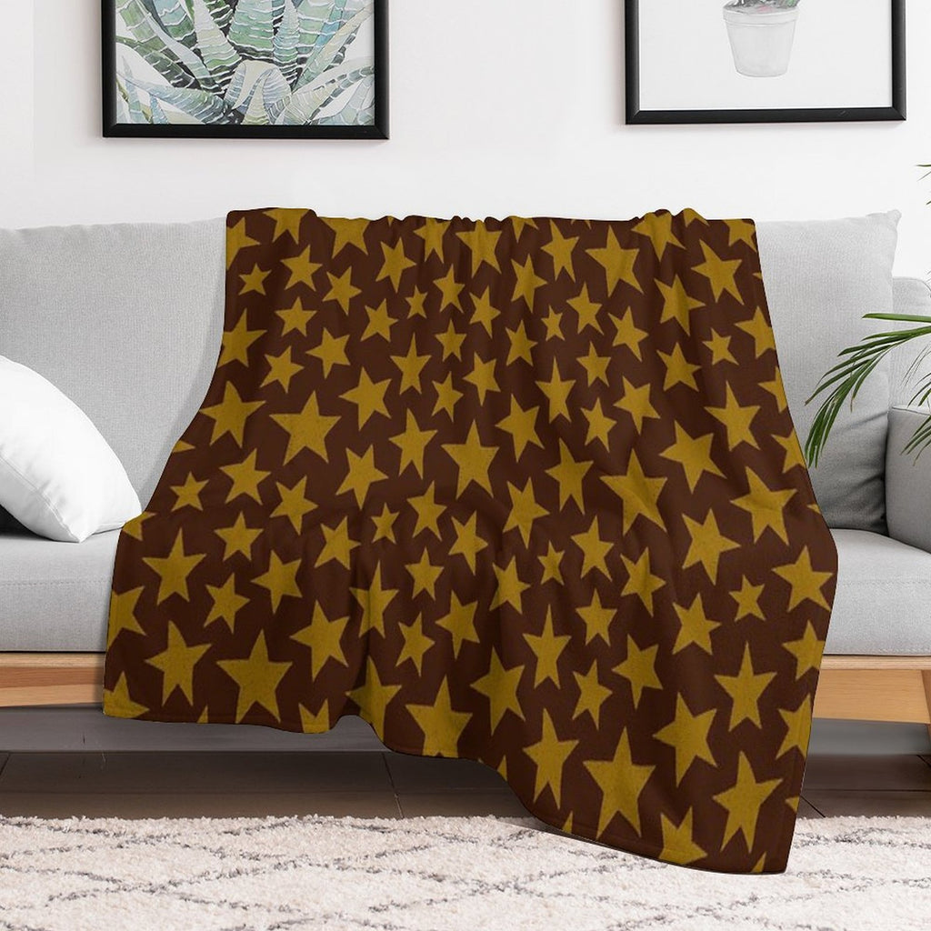 Bold Doodle Stars  Brown Machine-washable Throw Blanket