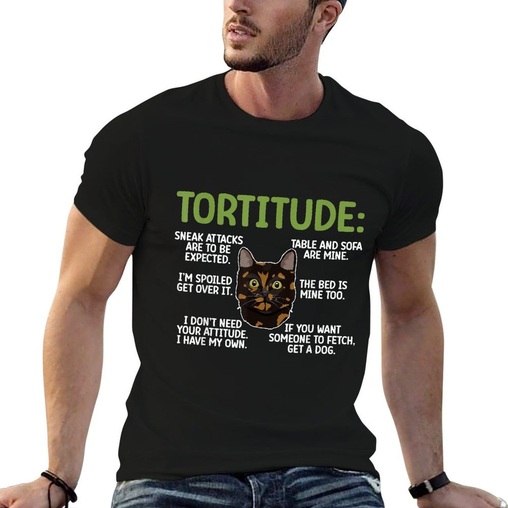 Tortitude Tortie Cat Lover Tortoiseshell Cat Owner  Heathered Texture T-Shirt