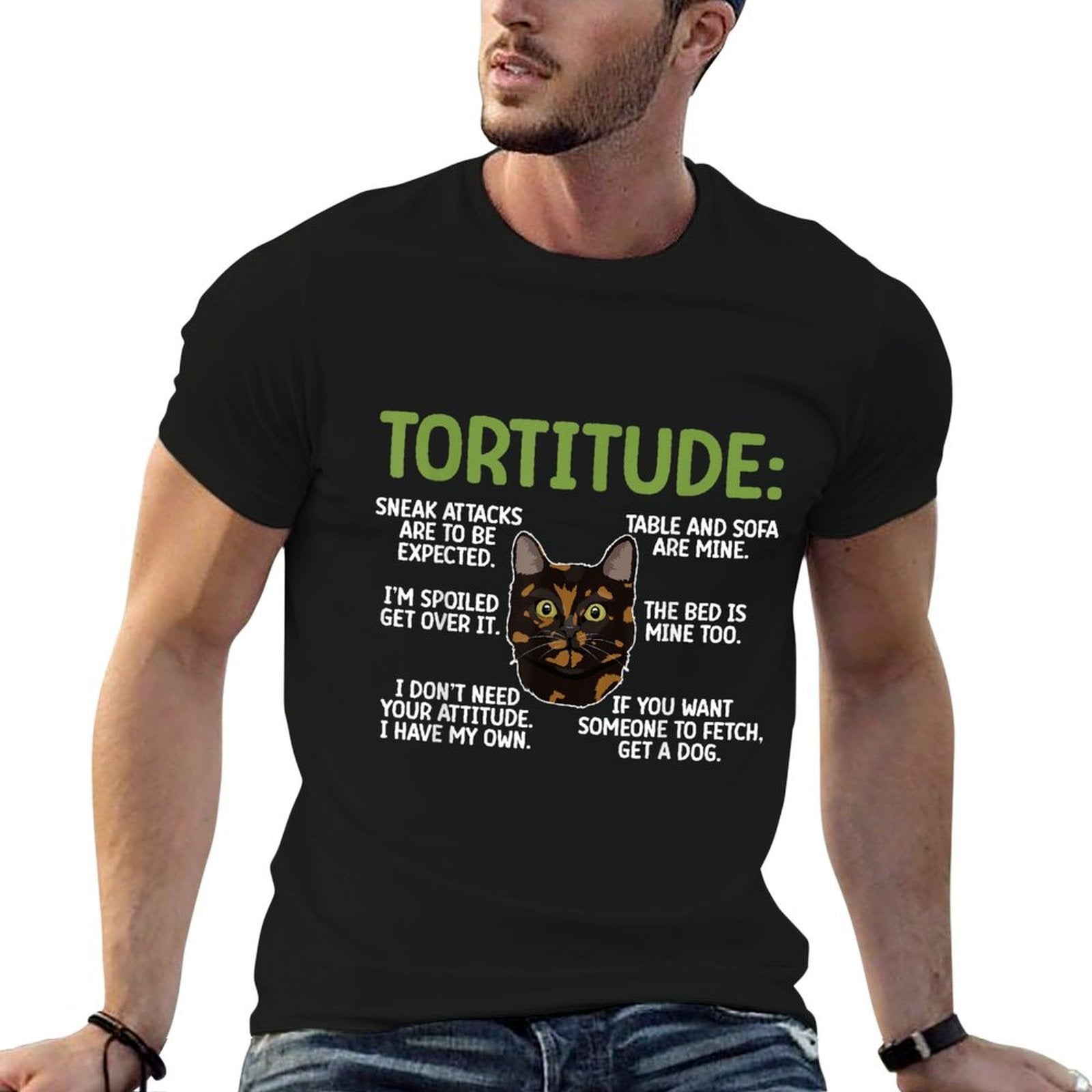 Tortitude Tortie Cat Lover Tortoiseshell Cat Owner  Heathered Texture T-Shirt