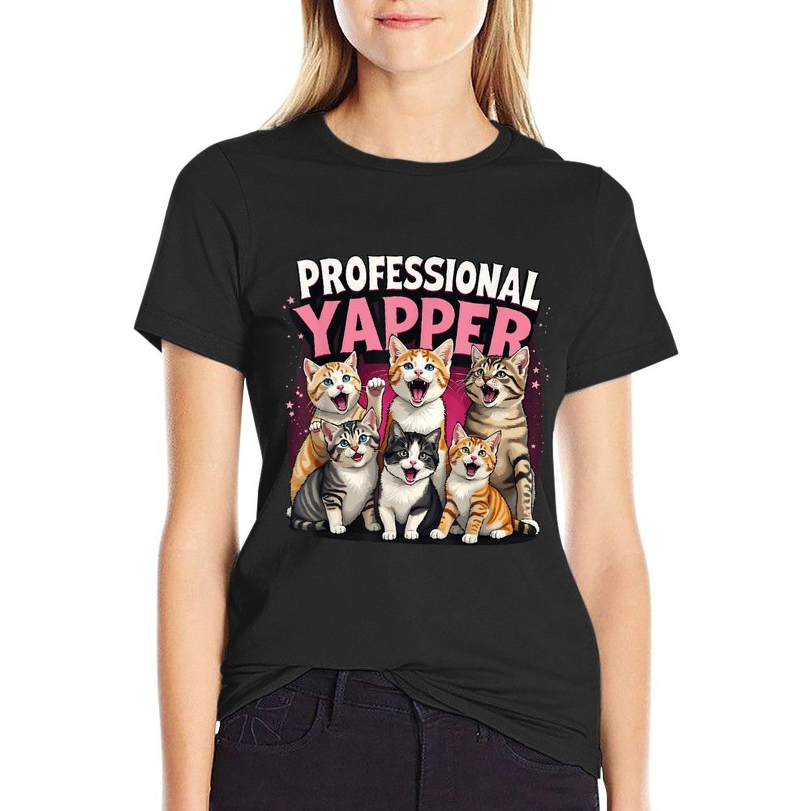 Professional Yapper Funny Cat Meme for Men Women  Slim-fit Cut T-Shirt