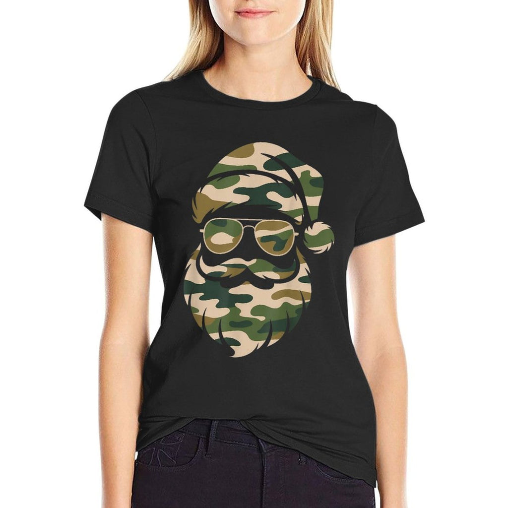Vintage Santa Face Camouflage Christmas Xmas Camo Men Boys  Wrinkle-resistant T-Shirt