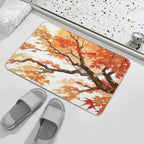 Watercolour Autumn Branches And Leaves  Anti-Trip Bath Mat