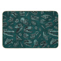 Dinosaur Skull Sketch Tiled Pattern Green  Multi-Purpose Bath Mat
