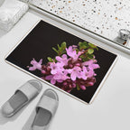 Tiny Pink Flowers Close-Up of Thymus Vulgaris in Bloom  Pet-Safe Bath Mat