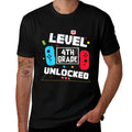 Hello 4th Grade Level Unlocked Video Game Back to School Boy  Relaxed-fit T-Shirt