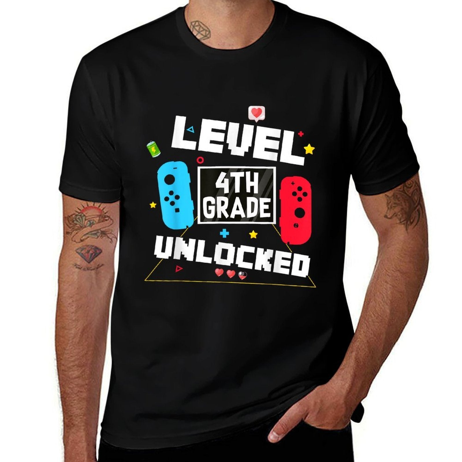 Hello 4th Grade Level Unlocked Video Game Back to School Boy  Relaxed-fit T-Shirt