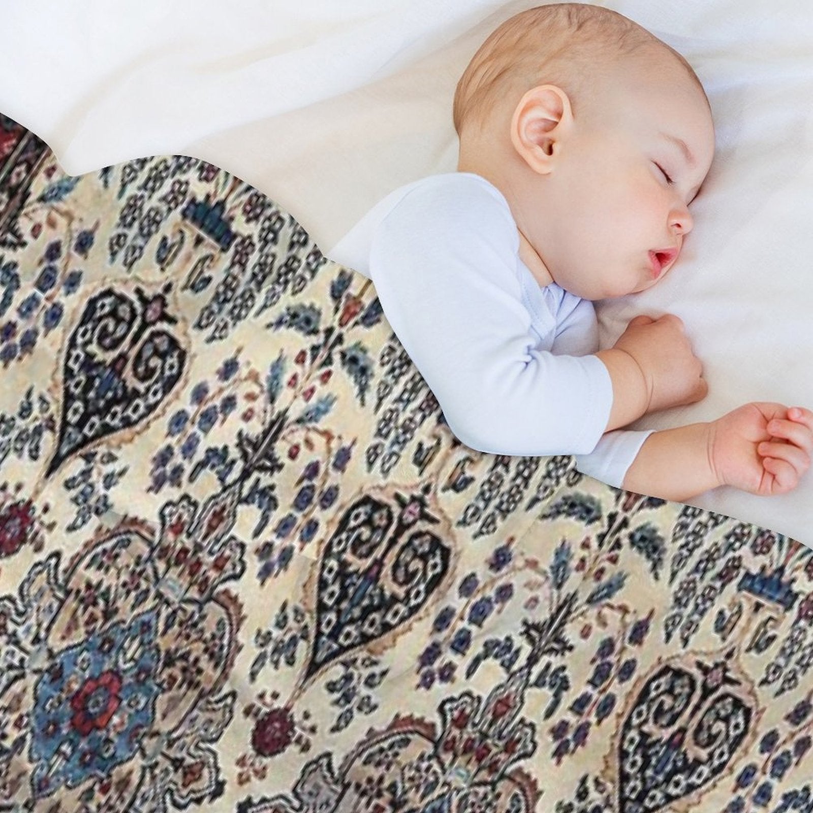 South Persian Rug Old Century Authentic Colorful Blue Tan Pinks Vintage Patterns Plush Throw Blanket