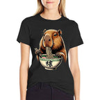 Capybara Eating Japanese Ramen Noodles Anime  Classic T-Shirt