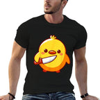 Duck with Knife Meme Chick with Knife  Rolled Sleeves T-Shirt