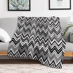 Black And White Modern Herringbone Pattern Travel-friendly Throw Blanket