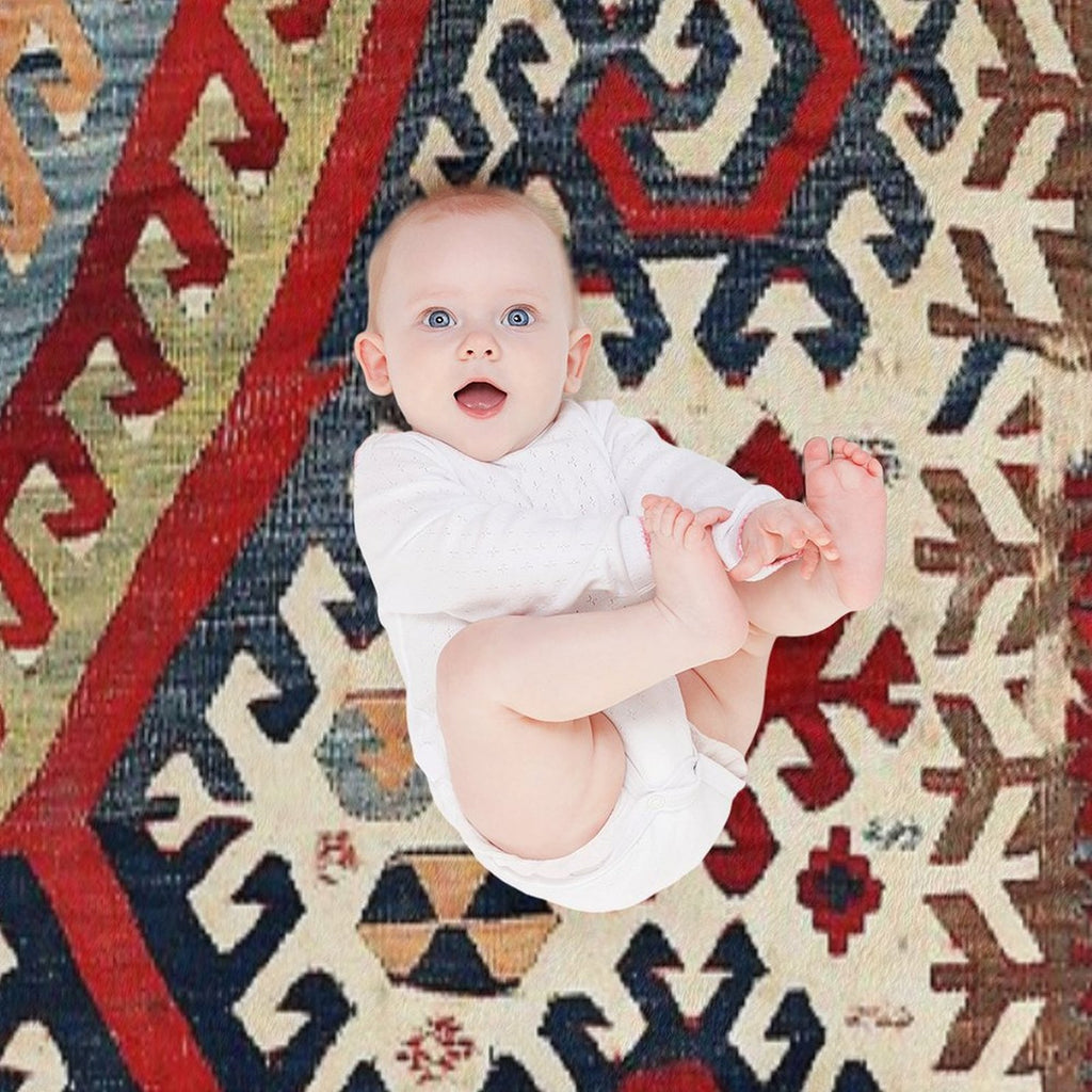 Hotamis  Antique Konya Turkish Kilim Print Velvety-soft Throw Blanket