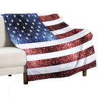 USA Flag Red Blue Faux Sparkles Glitters 4th of July Patriotic Girly Design (Photo of Glitter - Not Reflective) All-season Throw Blanket