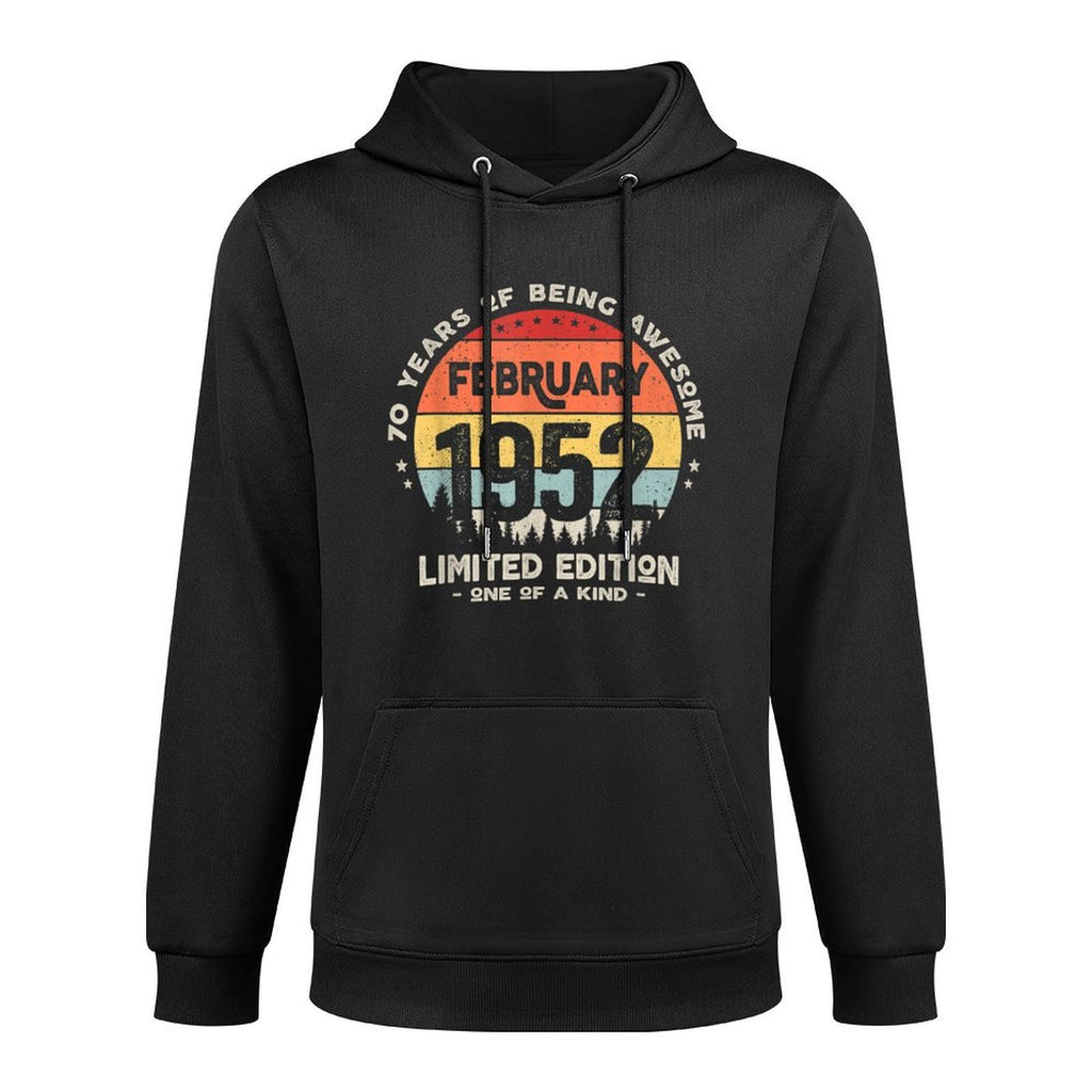 70 Years Old February 1952 Limited Edition 70th Birthday Shape Retention Hoodie