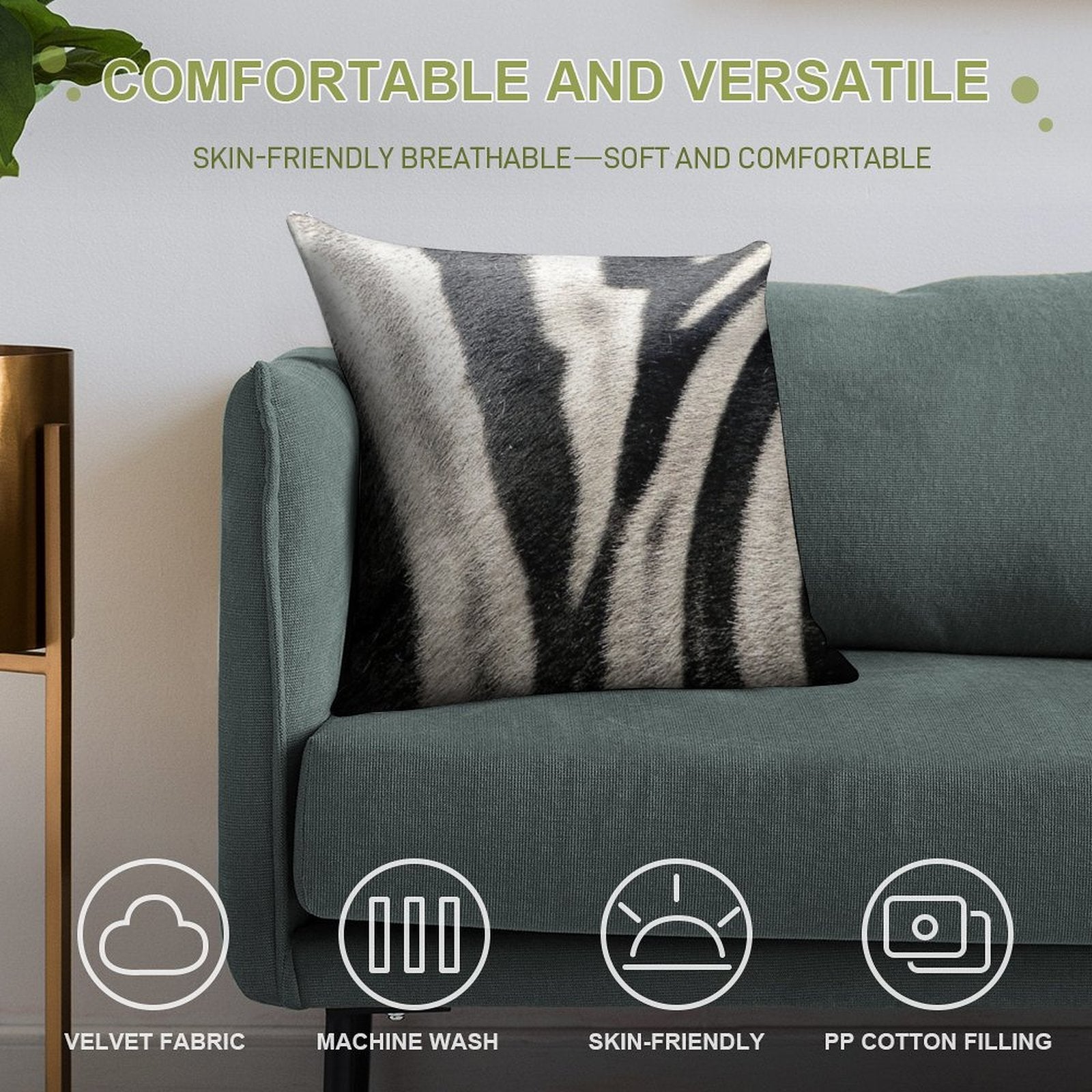 Zebra Stripes Soft Reinforced Edging Throw Pillow