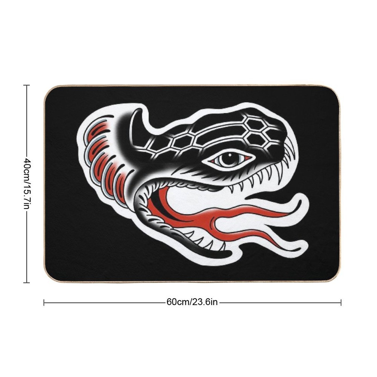 Snake Traditional Tattoo Flash  Pet-Safe Bath Mat