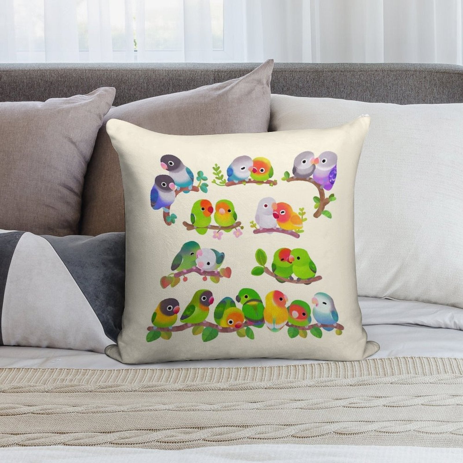 Lovebird - Pastel Soft Home Decor Throw Pillow