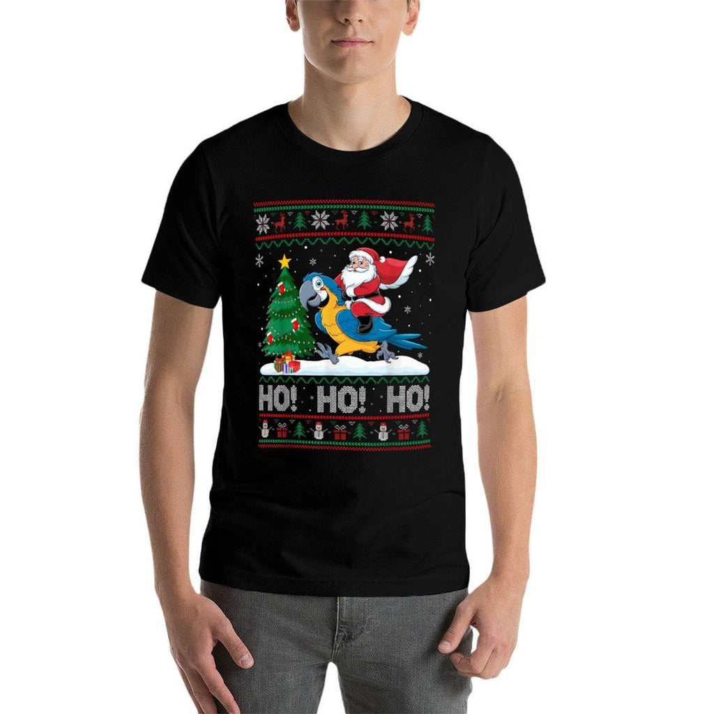 Xmas Tree Lighting Santa Riding Parrot Christmas  Soft T-Shirt
