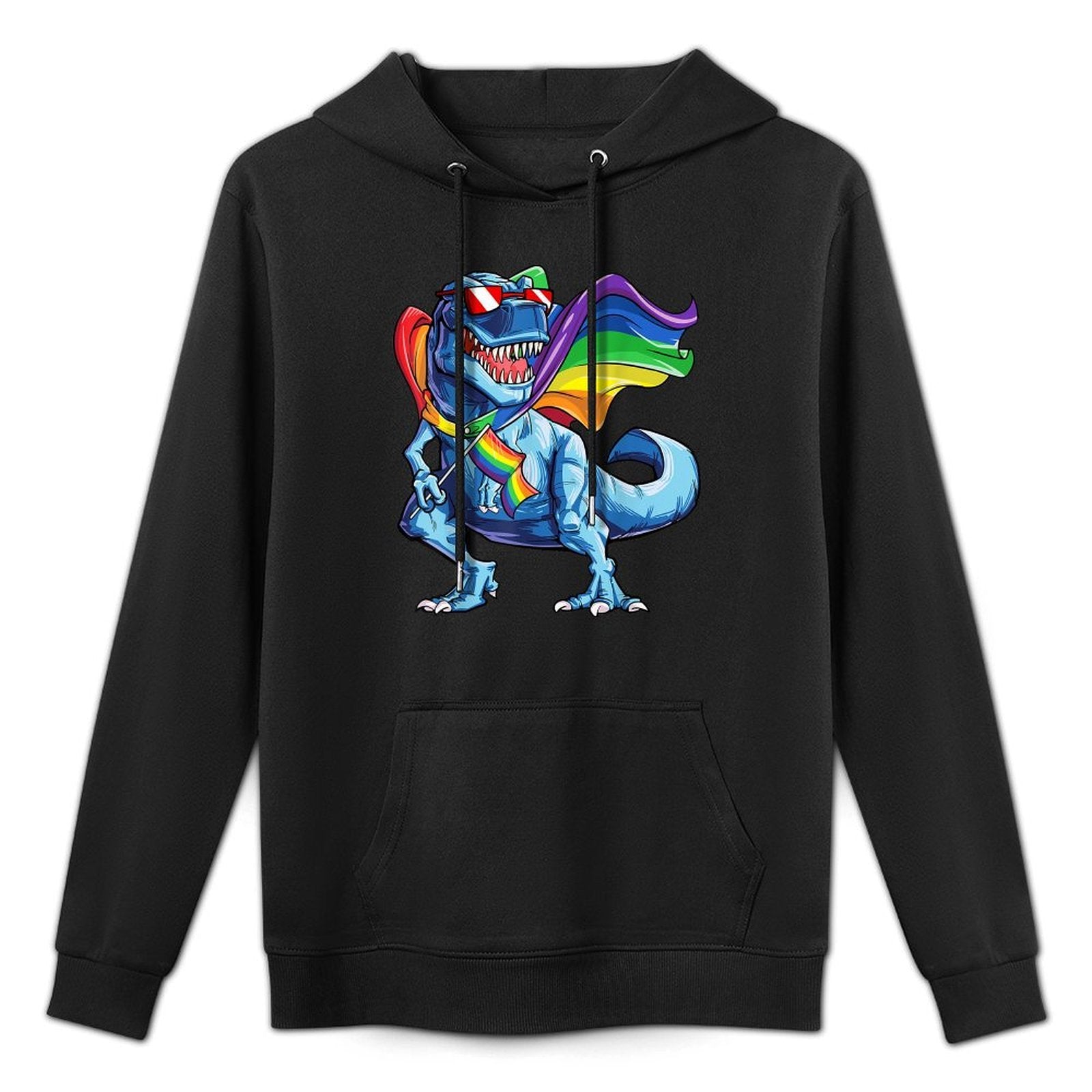 Dinosaur Gay Pride LGBT Rainbow T-rex Sunglasses LGBTQ Easy Care Hoodie