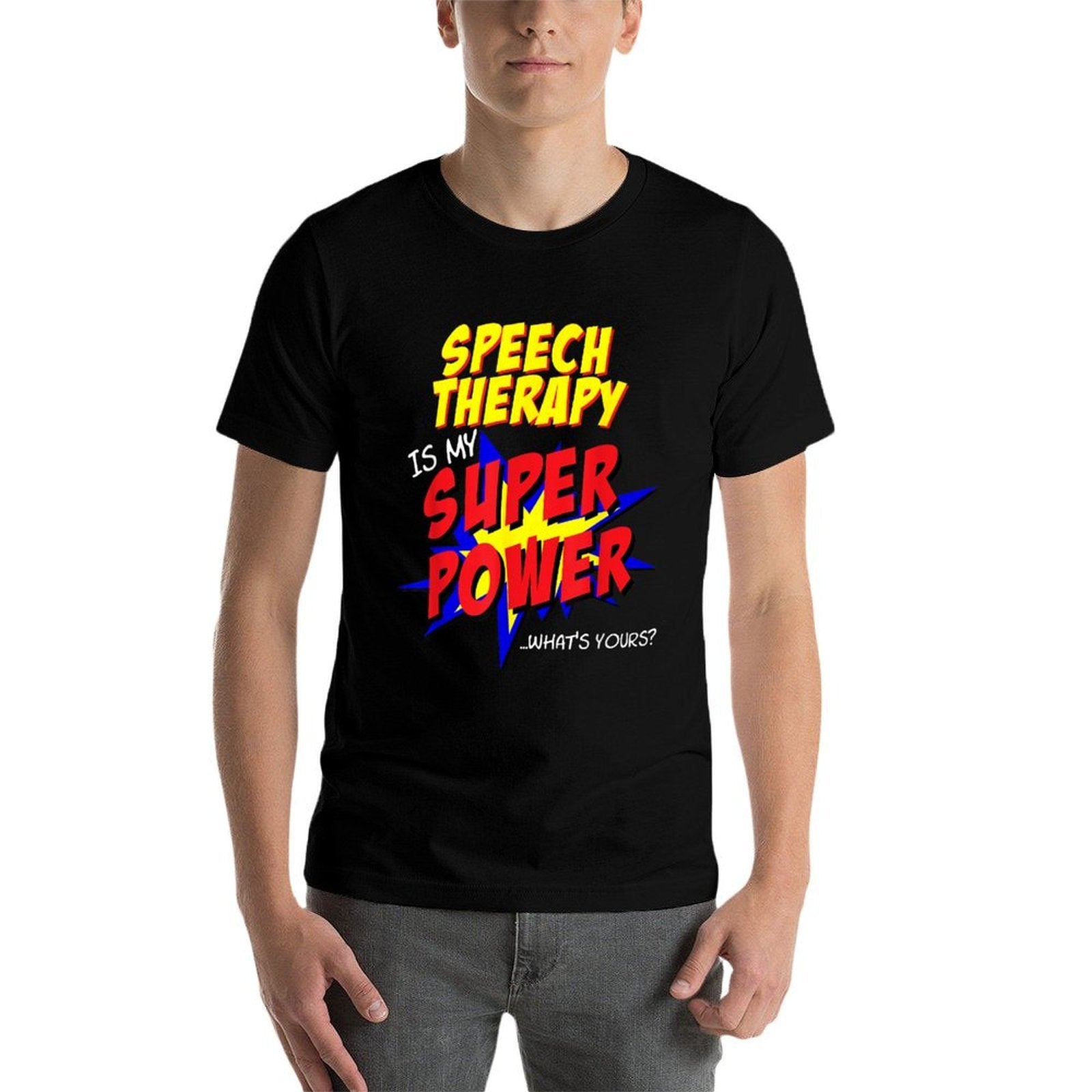 Speech Therapy Teacher Superhero Superpower Comic Book  Graphic-printed T-Shirt
