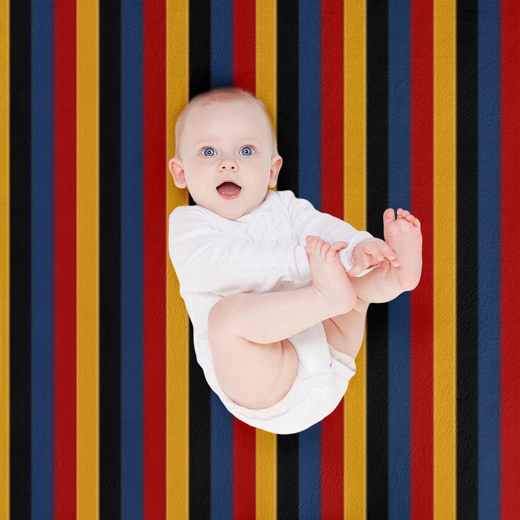 Retro Stripes Red Blue Yellow Black Pattern  Graphicly Pattern Premium Throw Blanket