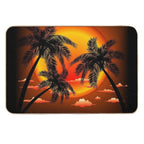 Warm Topical Sunset with Palm Trees  Fade-Resistant Bath Mat