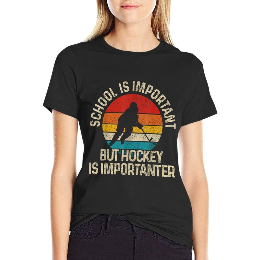 School Is Important But Hockey Is Importanter Funny Gist  Lightweight T-Shirt