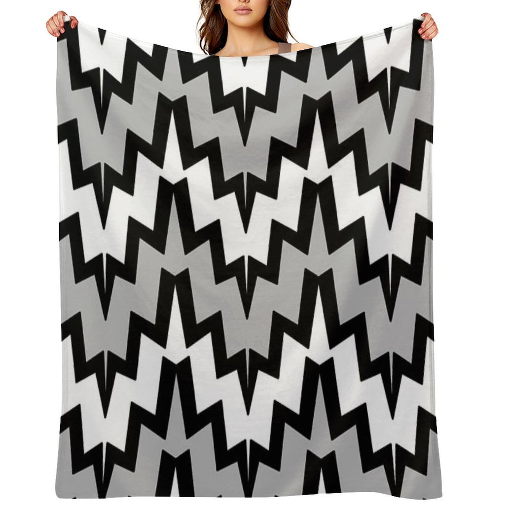 Abstract Geometric Pattern - Gray, Black And White. Eco-conscious Throw Blanket