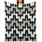Abstract Geometric Pattern - Gray, Black And White. Eco-conscious Throw Blanket