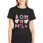 Christmas Coquette Bow Orthodontic Dental Dental Crew  Odor-resistant T-Shirt