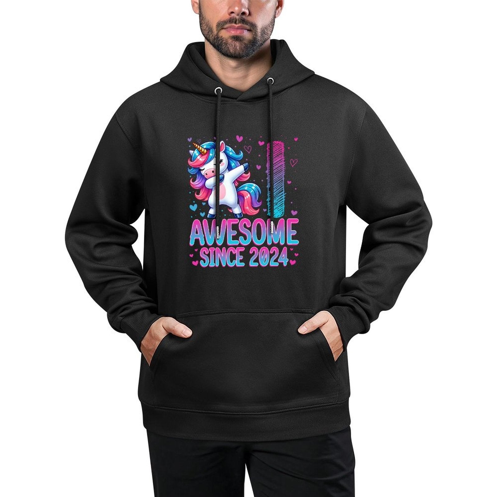 Awesome Since 2024 Unicorn 1st Birthday 1 Years Old Girl Adjustable Hood Hoodie