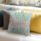 Georgia College Watercolor Sketch Soft Durable Construction Throw Pillow