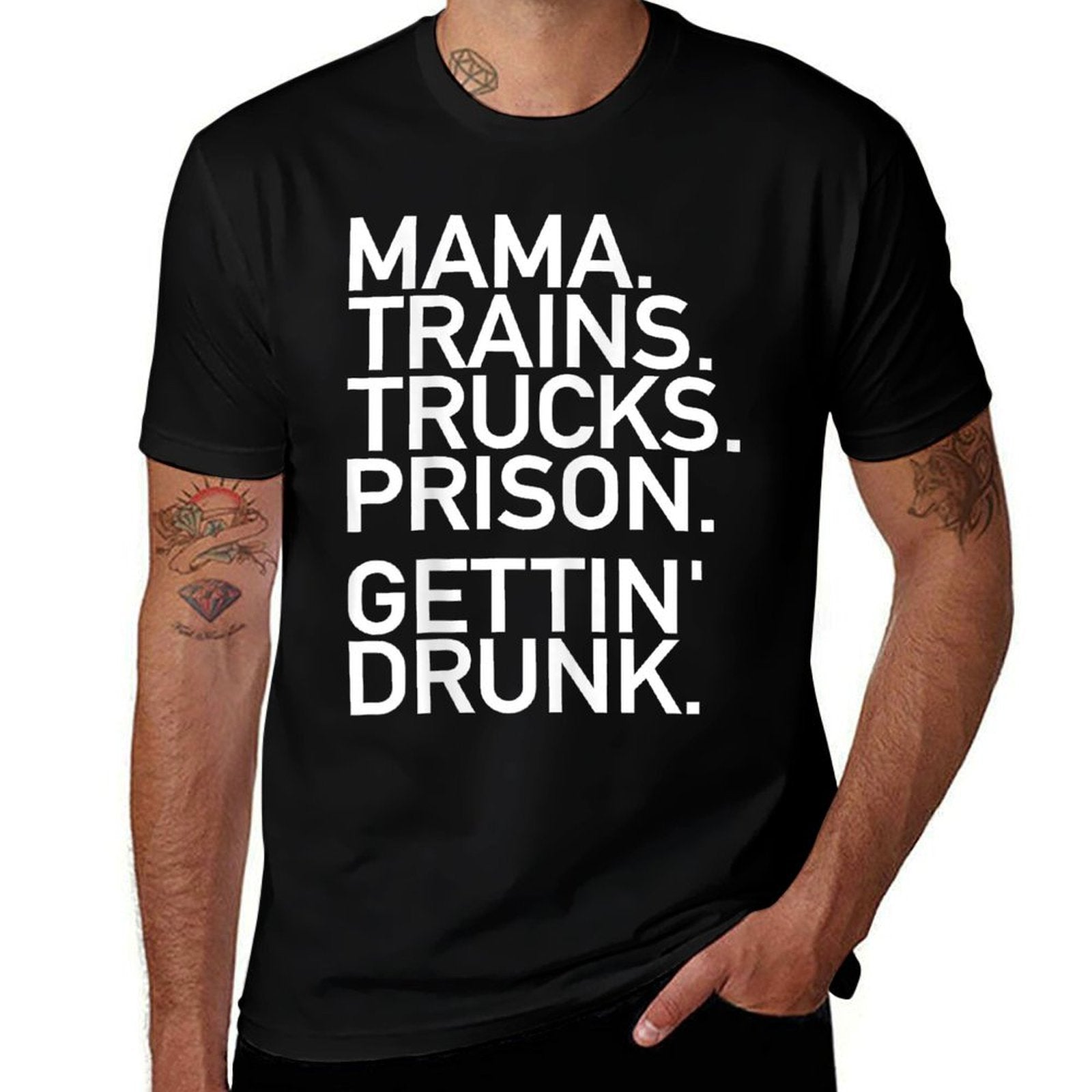 Mama Trains Trucks Prison Gettin Drunk Country Music  Trendy Pattern T-Shirt
