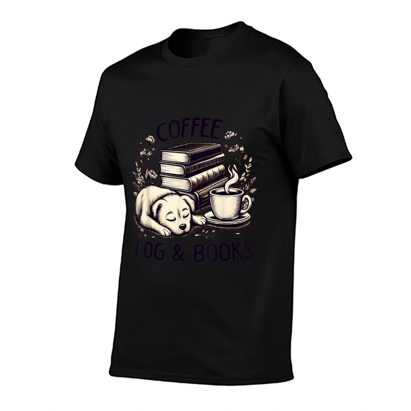 Funny Cute Coffee Dog Books Lover Gift Idea Women Men Kids  Vintage-inspired T-Shirt