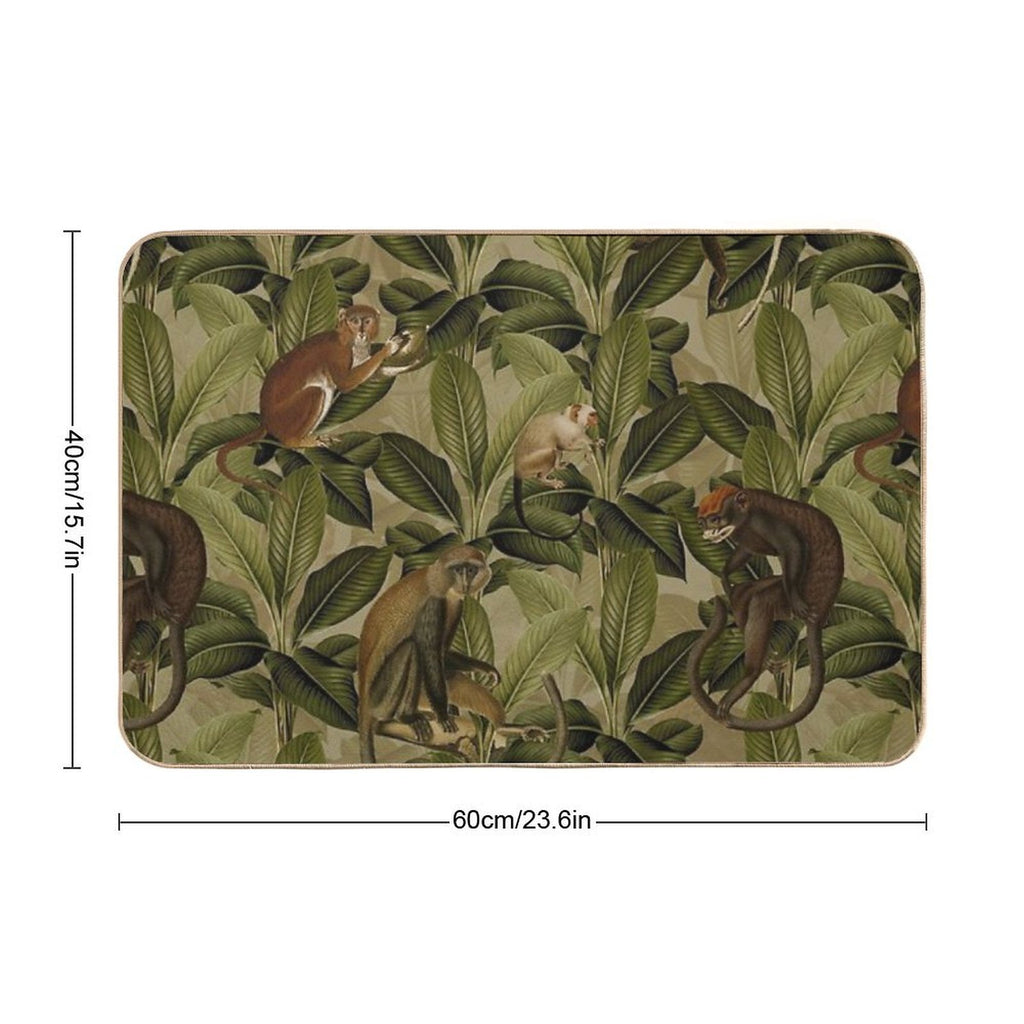 Monkey Jungle Botanical Garden  Non-Slip Bath Mat