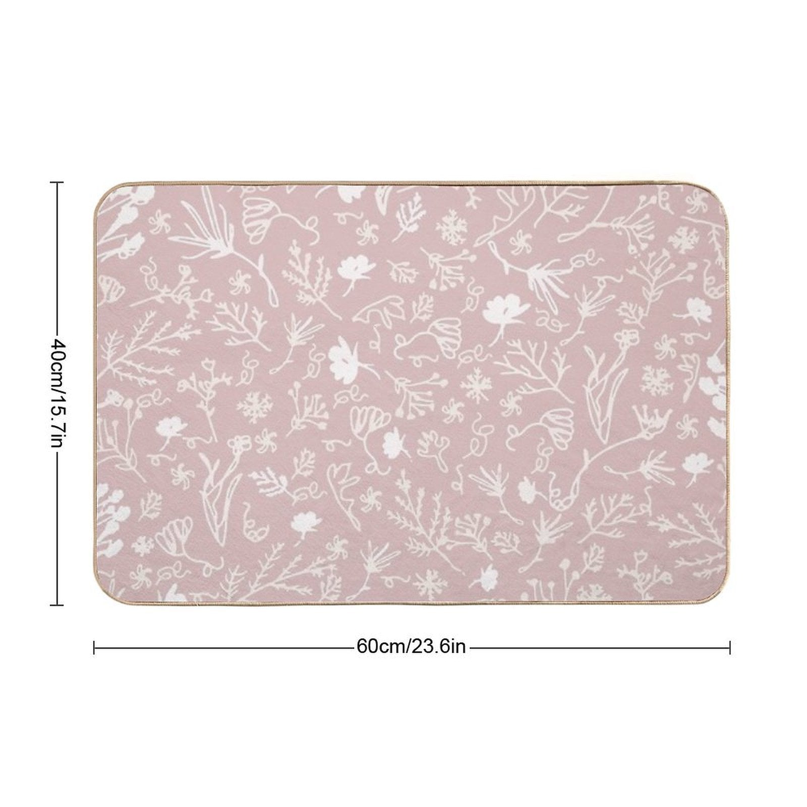 Botanical-Pattern, Set, Pink, 2, Pale-pink, Botanic, Nature, Botanical, Floral, Flowers, Floral-pattern, Leaves, Plants, Minimal  Easy To Clean Bath Mat